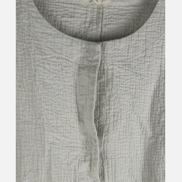 Eileen Fisher Ivory Linen Organic Cotton Jacket Womens M Snaps Pockets Lagenlook - Picture 3 of 7